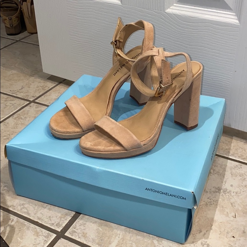 Nude suede heels